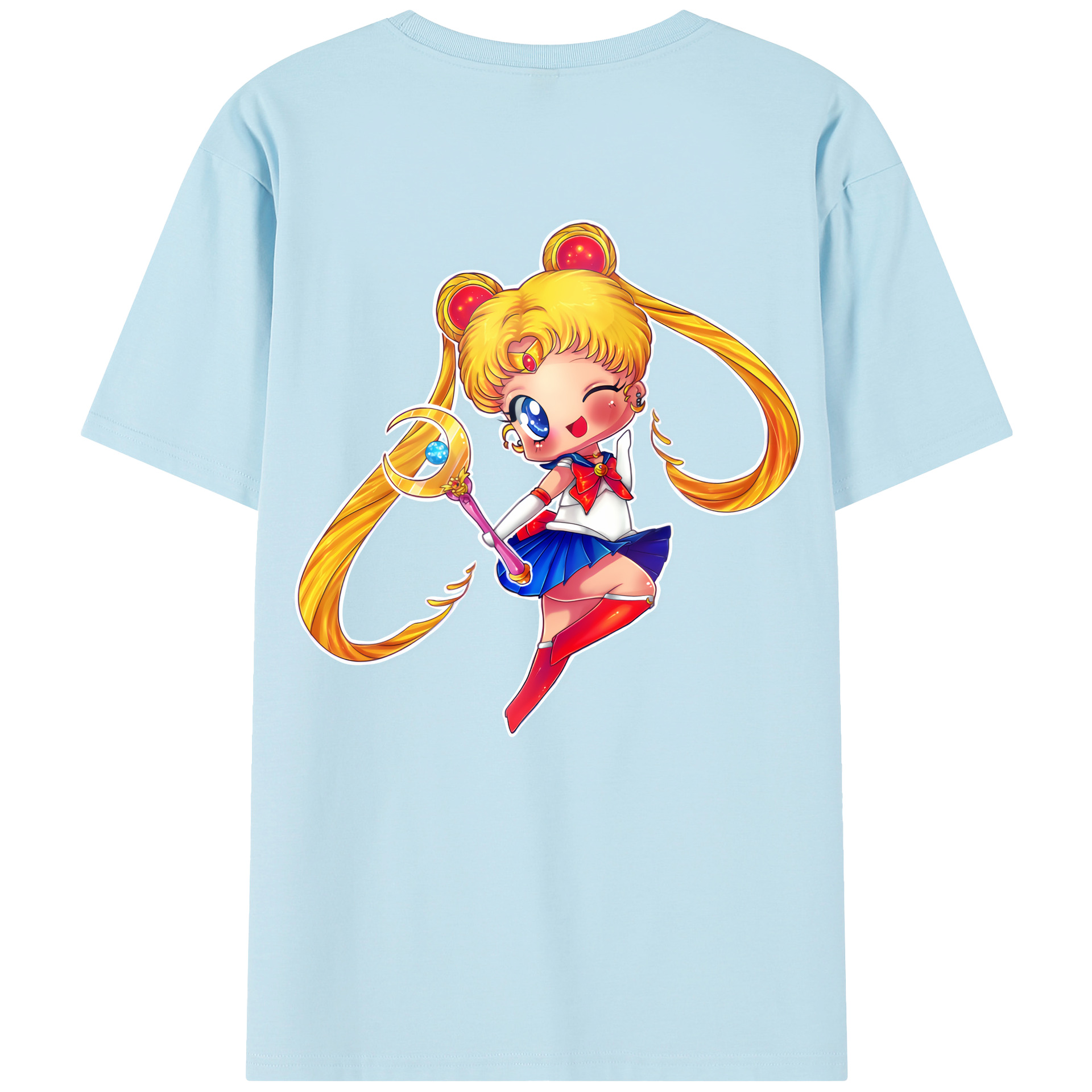 （画像用） 美少女戦士セーラームーン 月野 うさぎ つきの うさぎ Sailor Moon Tsukino Usagi 綿100％半袖Tシャツ（背面プリント）